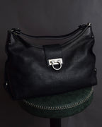"Salvatore Ferragamo" Gancini motif design large leather shoulder bag