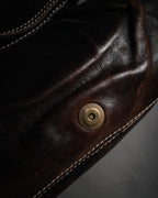 “CELINE” 00’s Buckled contrast stitch shoulder bag