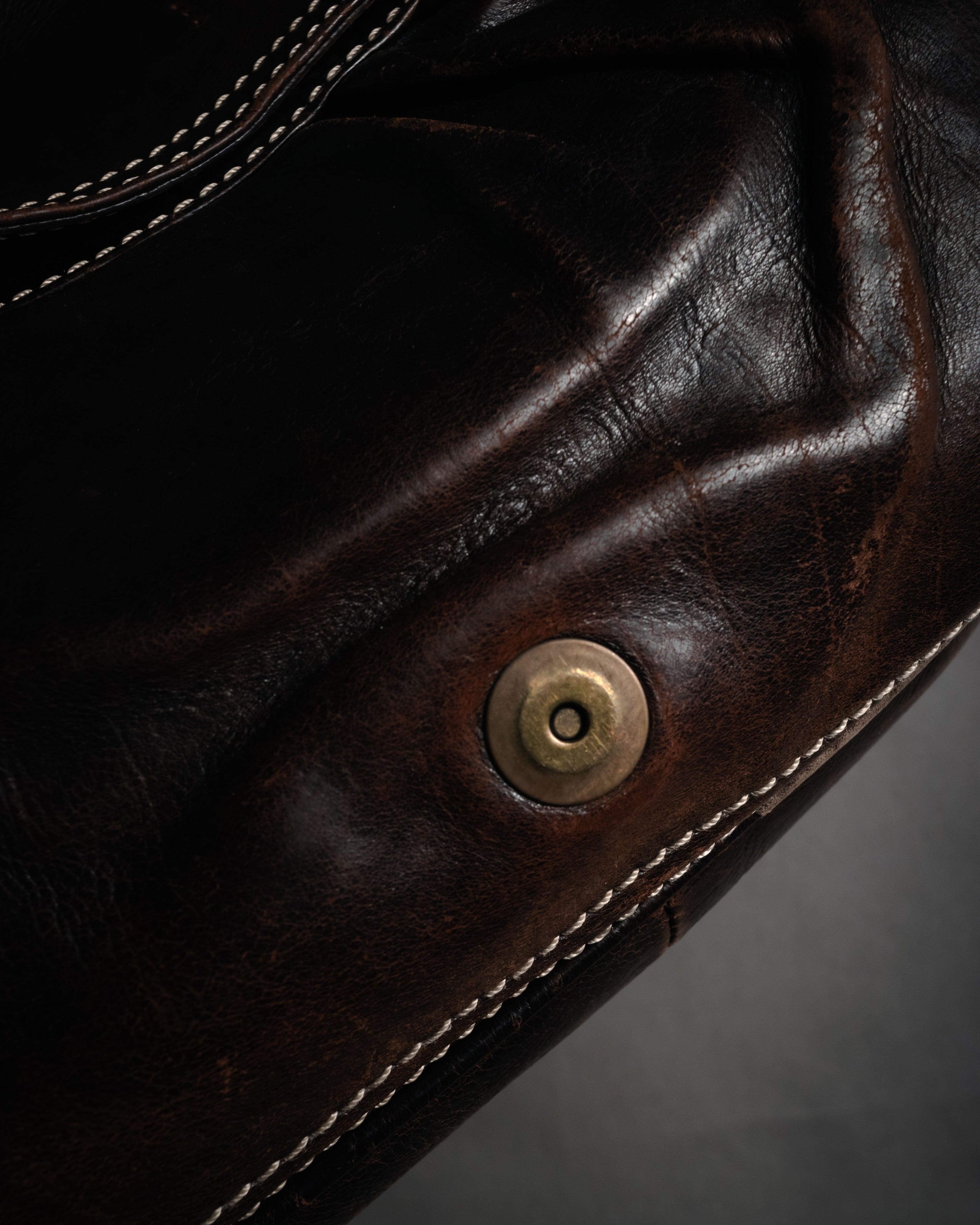 “CELINE” 00’s Buckled contrast stitch shoulder bag