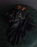 "GUCCI" Horse bit motif fitted leather gloves