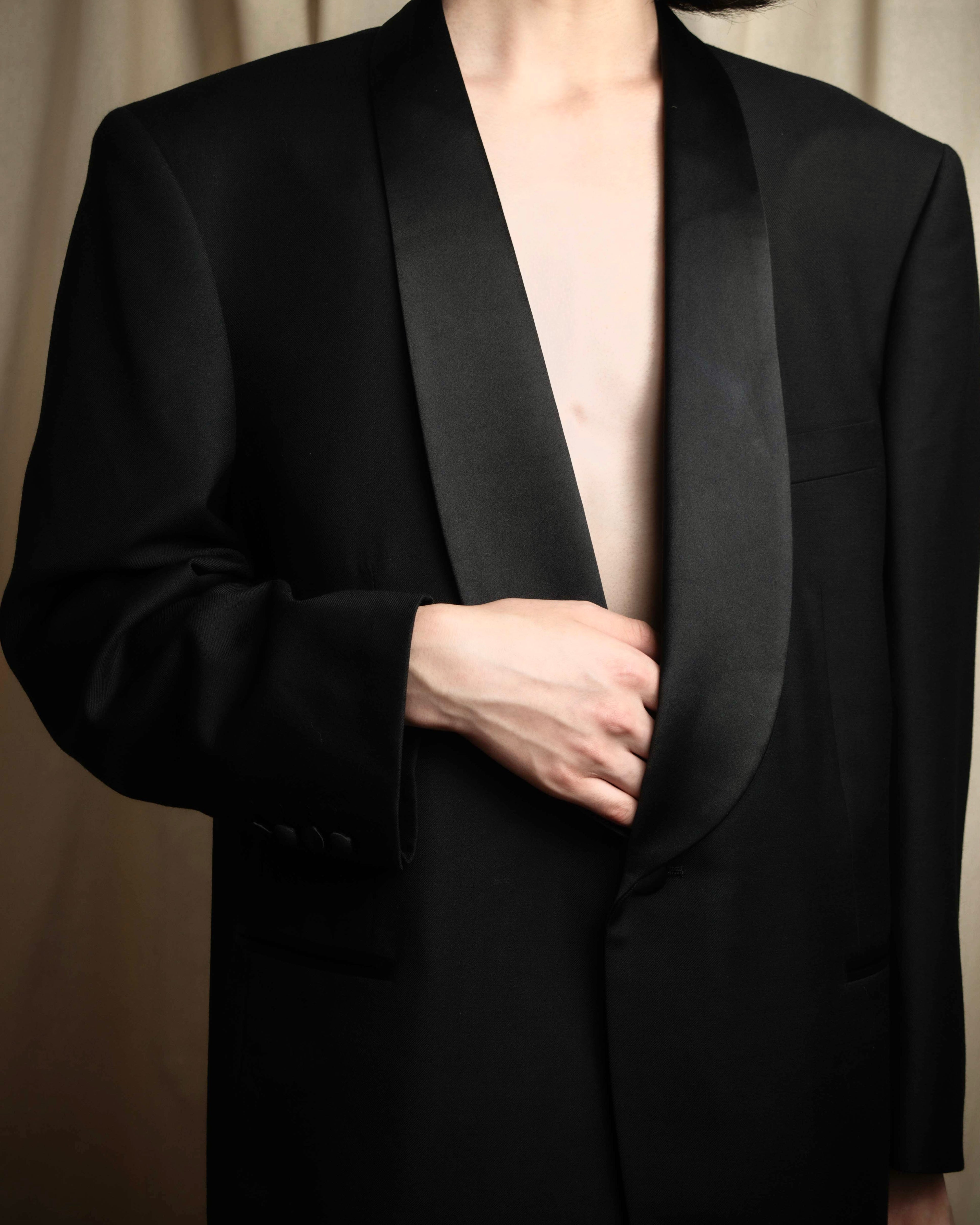 "CHRISTIAN DIOR MONSIEUR" Classical tailored Zegna base satin tuxedo set up