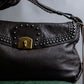 "Sergio Rossi" Stud design horizontal leather 2way shoulder bag