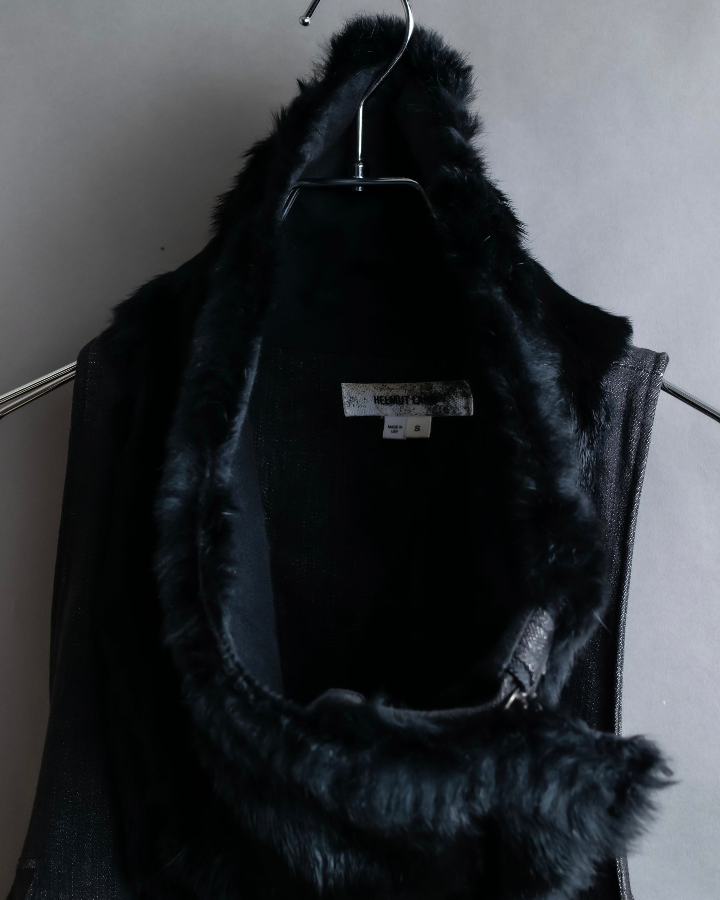 "HELMUT LANG" Fur docking denim switching design zipper best