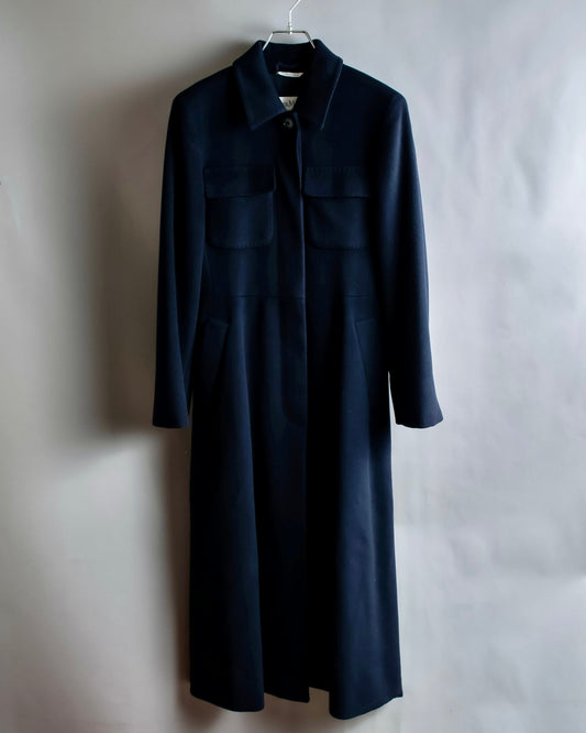 "Max Mara" Front pocket detail maxi length cashmere mix maxi length coat