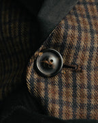 -SPECIAL- "Maison Martin Margiela" 00's Check shawl collar smoking jacket with satin contrast