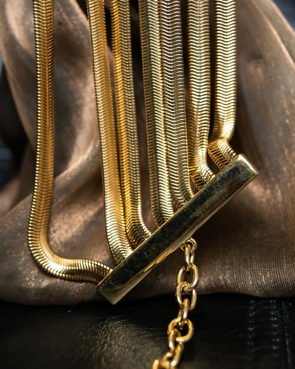 "GIVENCHY" 7 strand accordion chain choker necklace