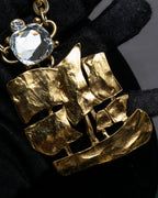"YVES SAINT LAURENT" Crystal-embellished gold necklace