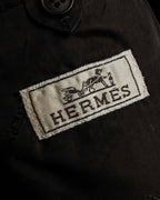 "HERMES" 90's Elegantly relaxed cotton linen tailored jacket
