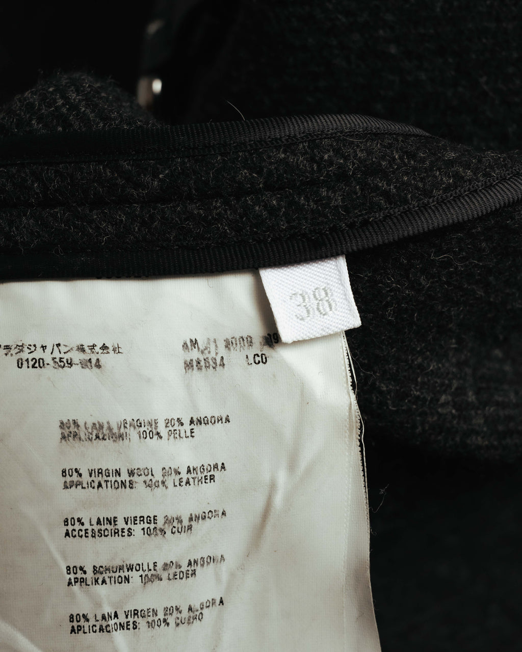 “miu miu” 00’s-10’s Wool angora leather buckle coat