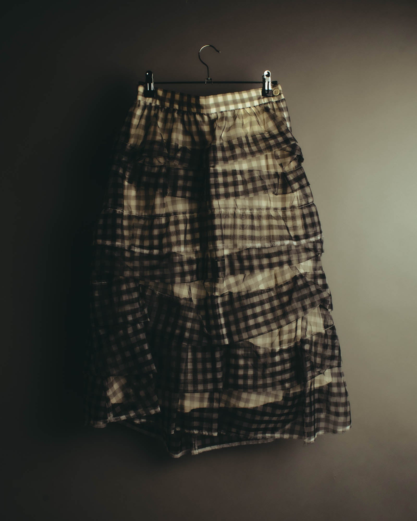 -SPECIAL- "tricot COMME des GARÇONS" 07SS Gingham check sheer tiered ruffle skirt
