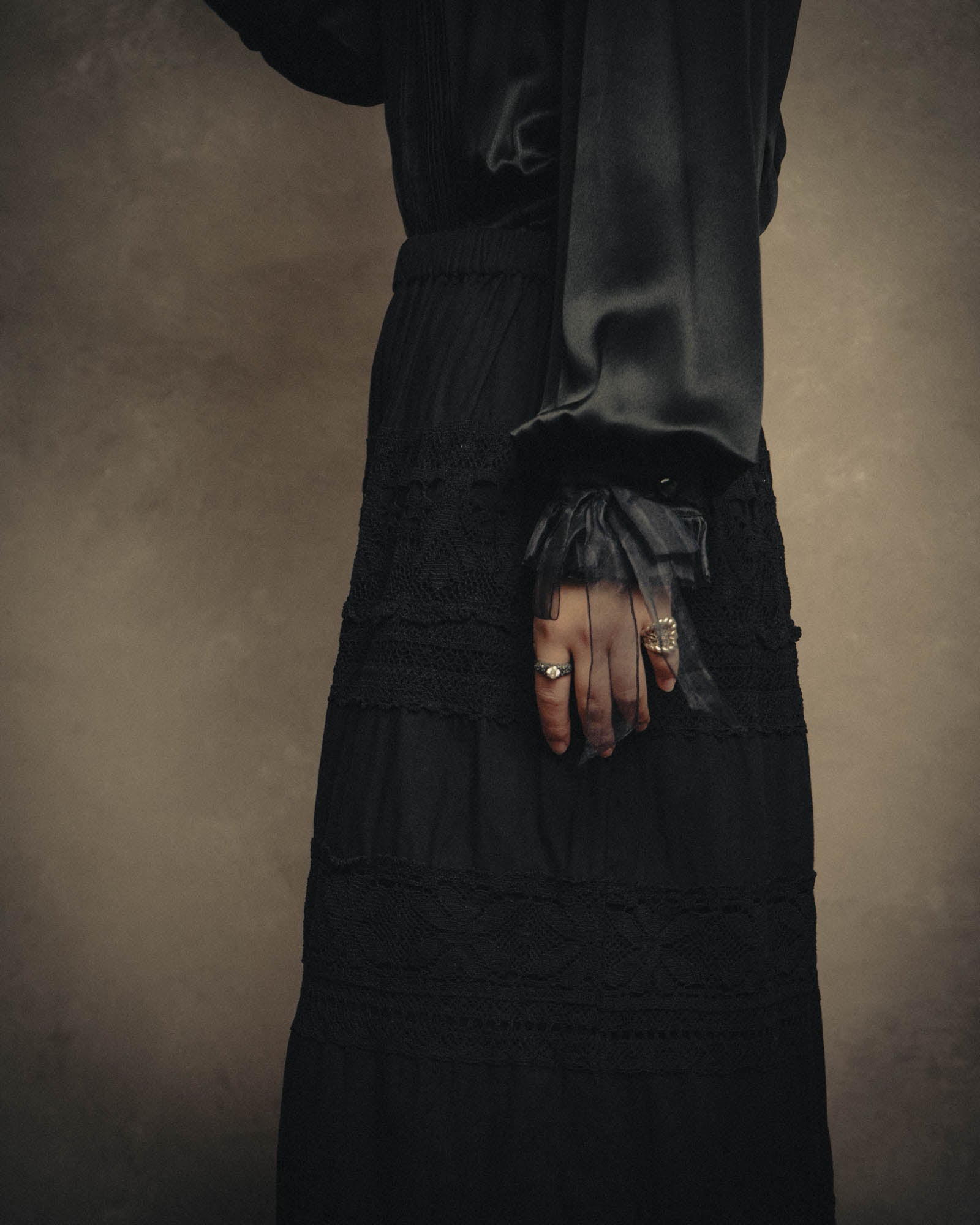 -SPECIAL- “tricot COMME des GARÇONS“ 2002SS Lace panel gathered skirt
