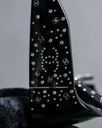 "CHANEL" Rhinestone &amp; Coco mark engraved black lens sunglasses