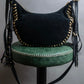 "MICHEAL KORS" Crescent fringe leather braided design shoulder bag