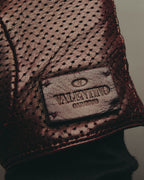 "VALENTINO GARAVANI" 2010's Burgundy perforated leather gloves