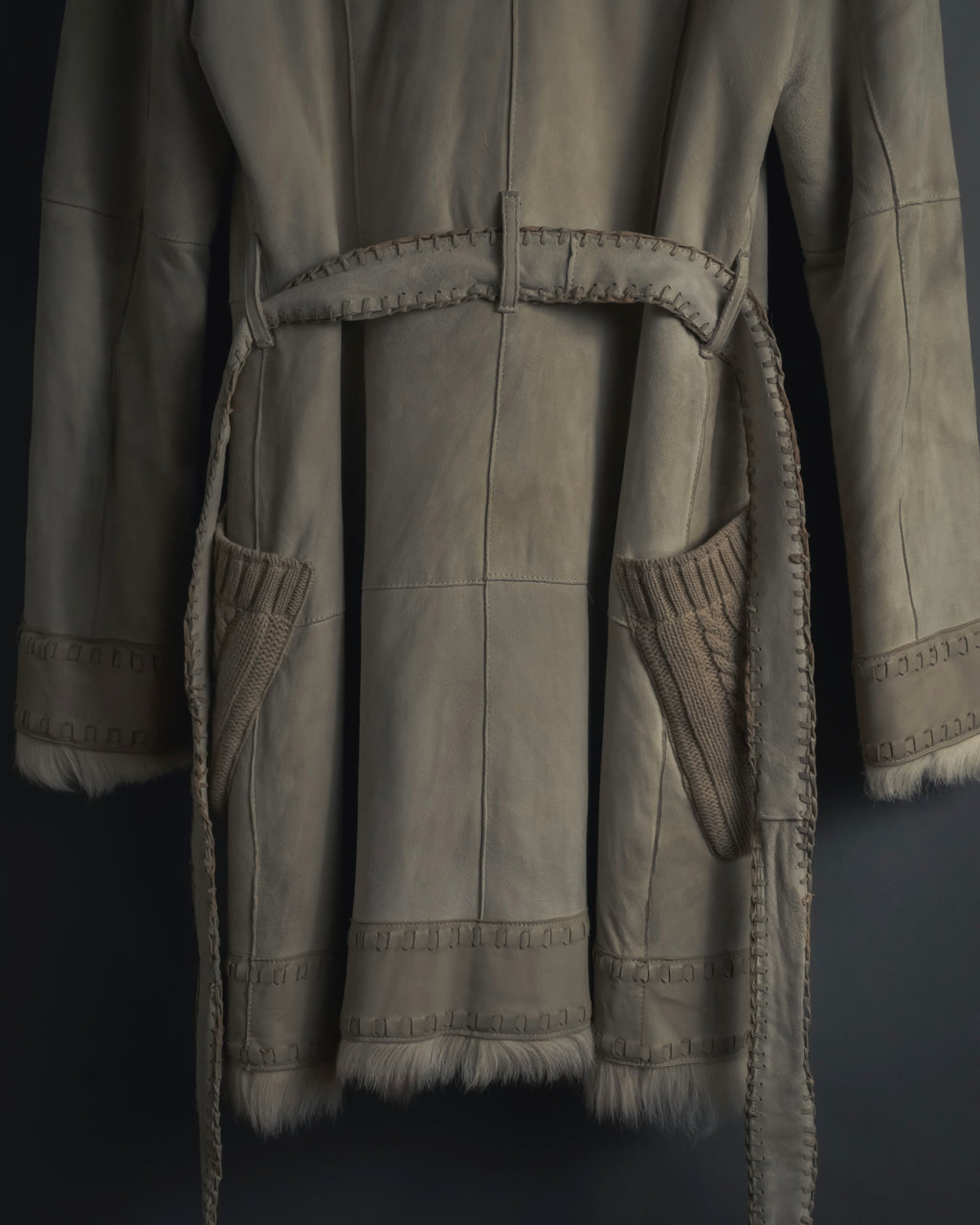 "BURBERRY BLUE LABEL" 00’s Shearling cable-knit pockets coat