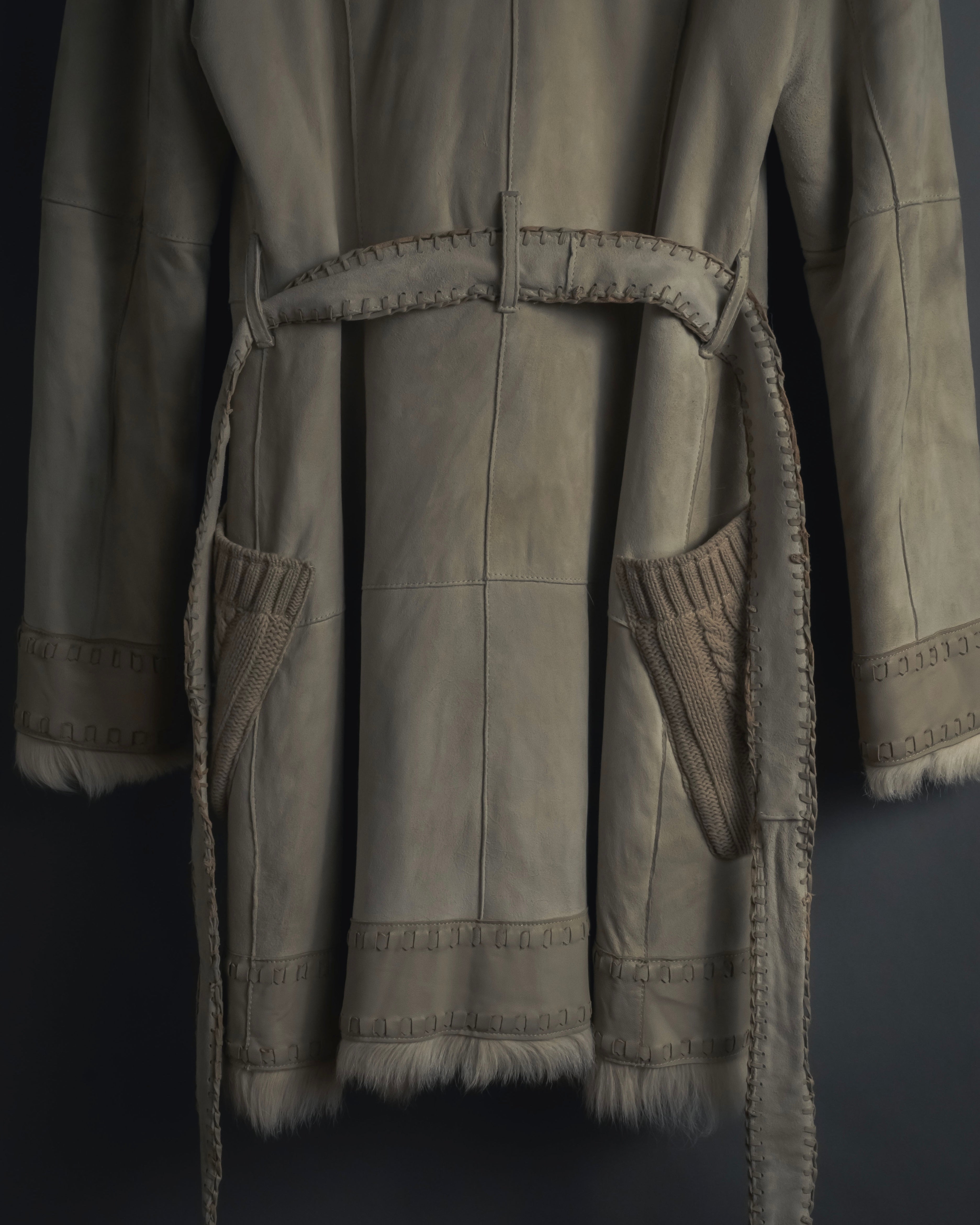 "BURBERRY BLUE LABEL" 00’s Shearling cable-knit pockets coat