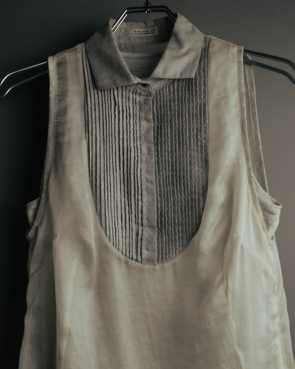 -SPECIAL- “Brunello Cucinelli” 00’s-10’s Sheer layered sleeveless tunic dress