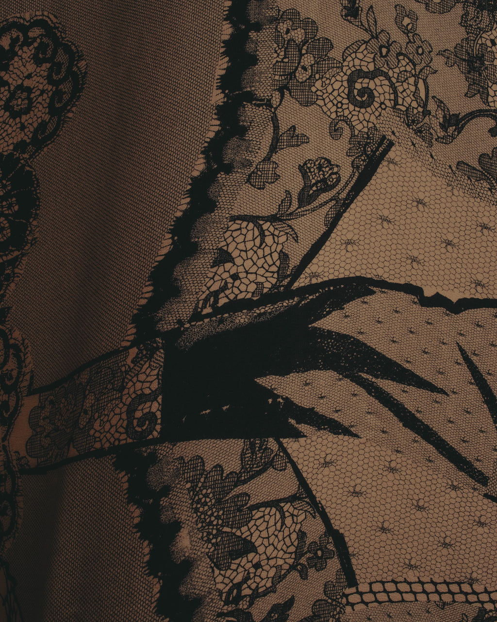 –SPECIAL– “Christian Dior” 00’s Trompe l’oeil lace corset print silk scarf