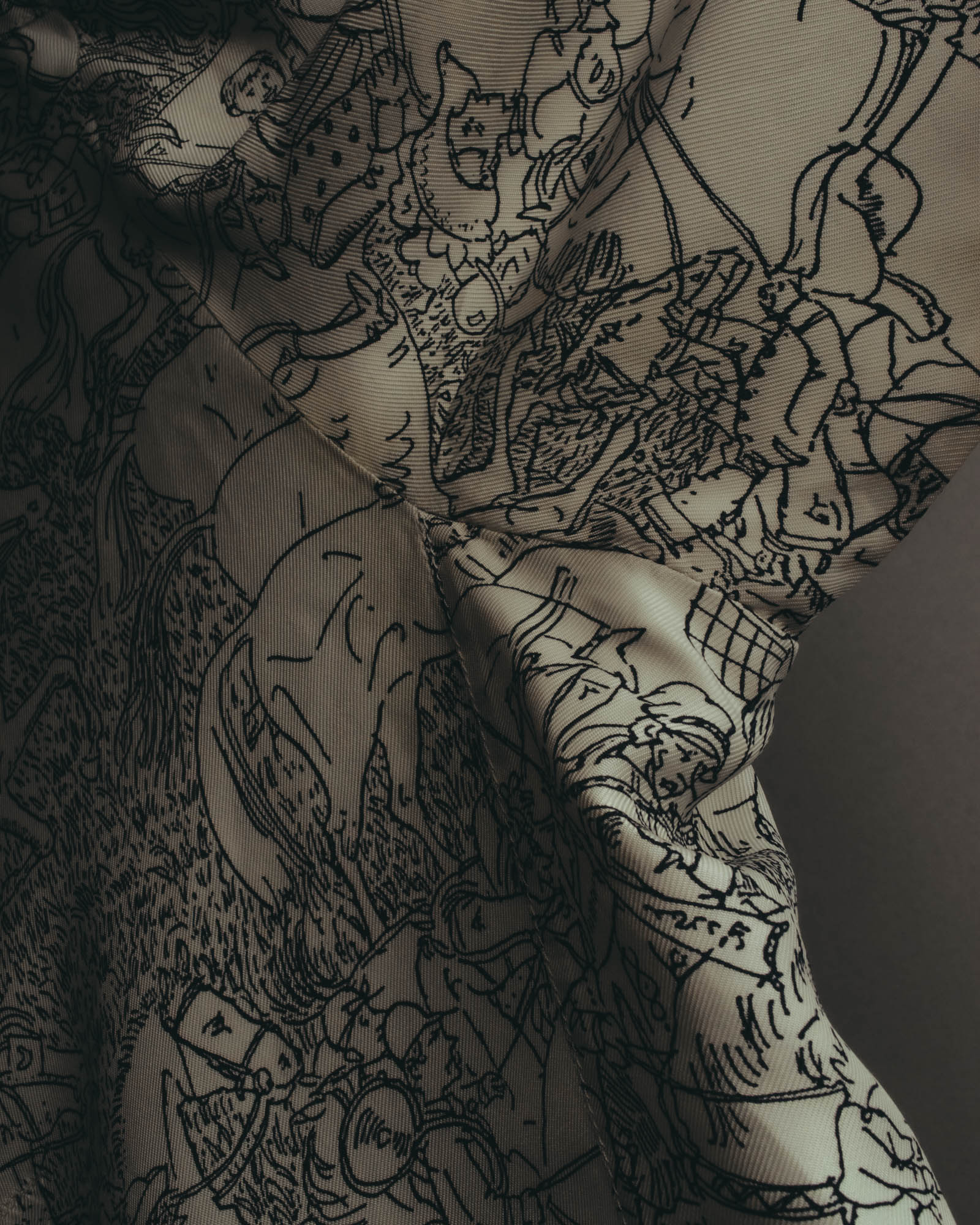 "Hermès" 70's-80's Scarf print shirt