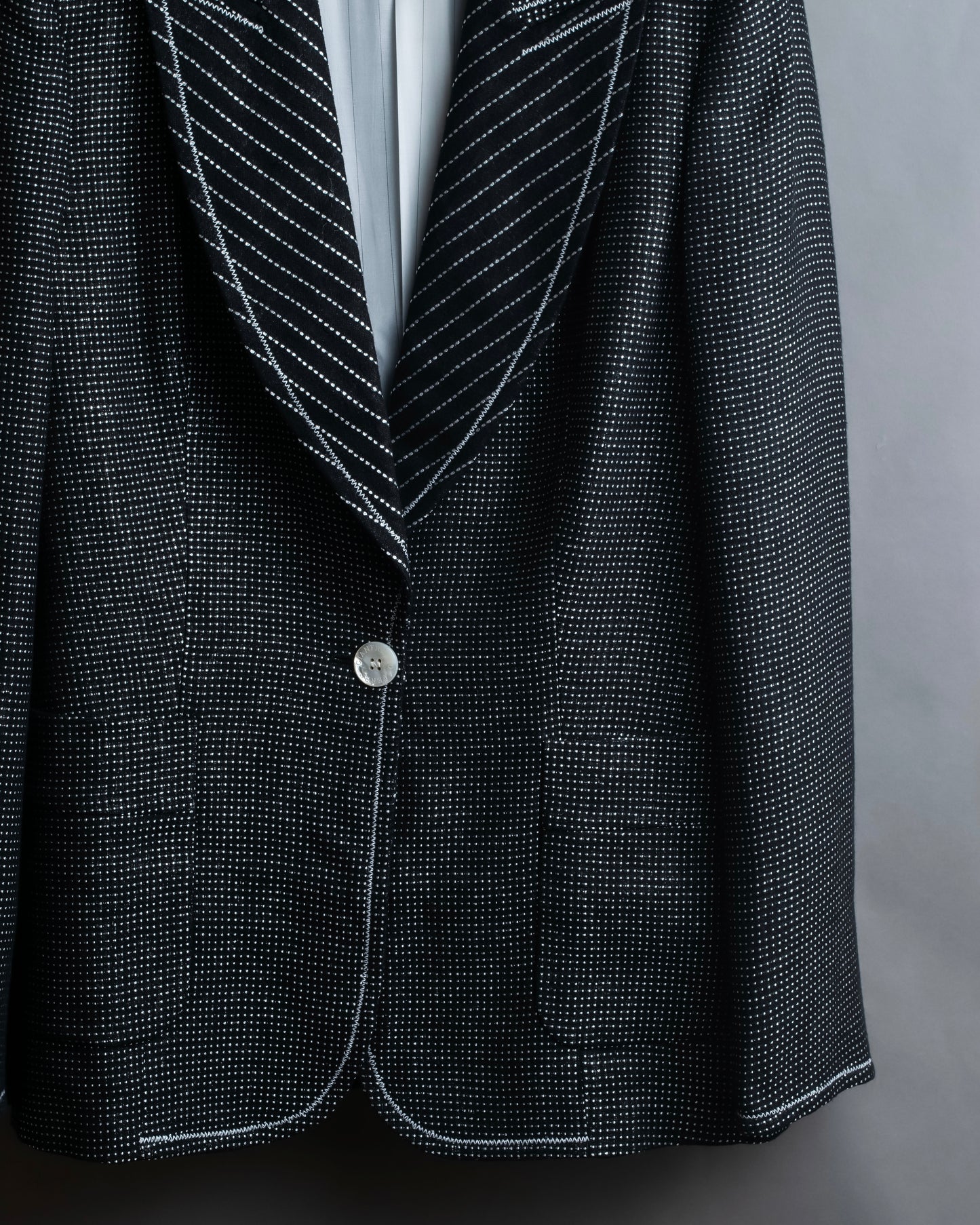 "GIANFRANCO FERRE" Striped＆dotted peak lapel tailored jacket