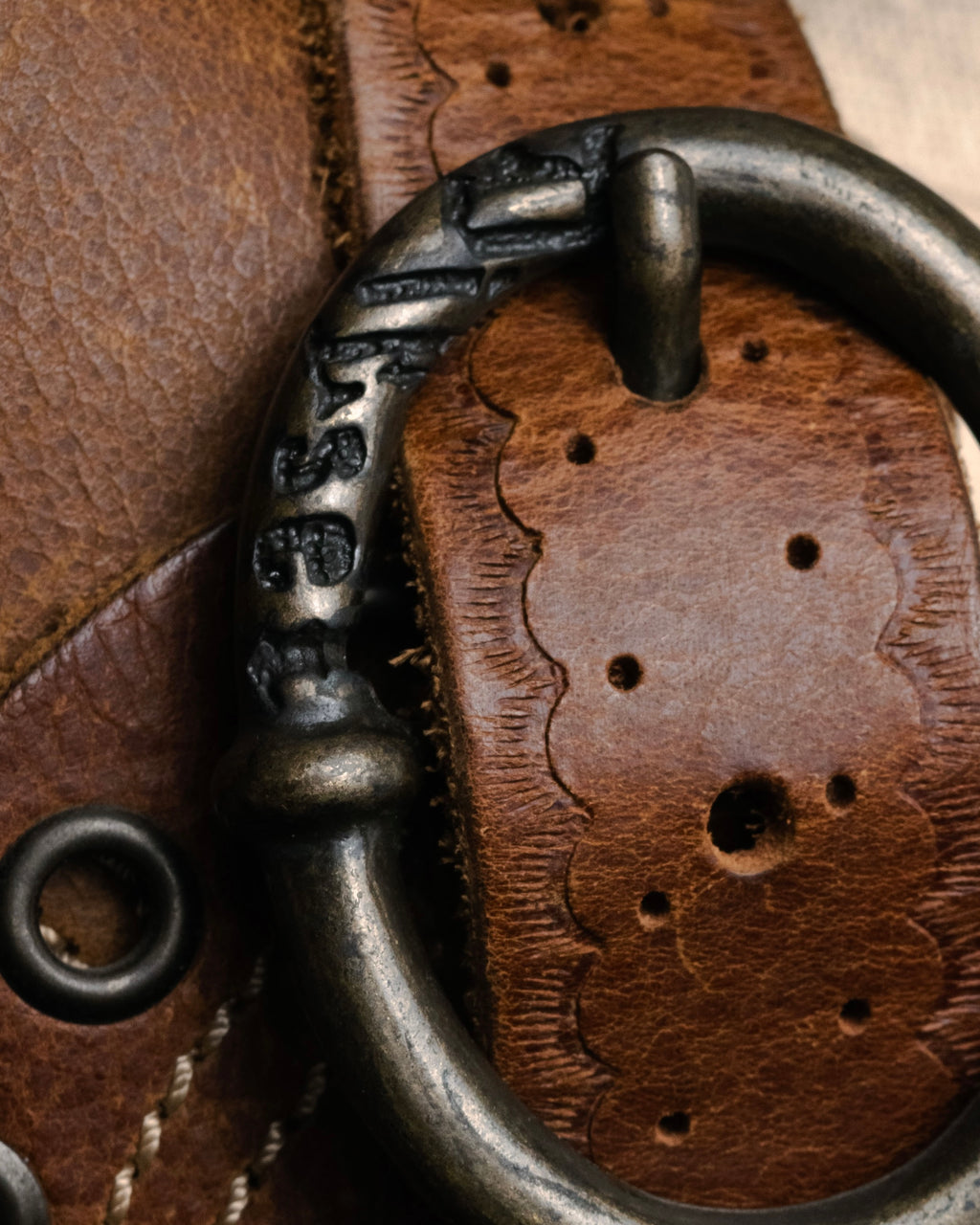 “DIESEL” 2000’s Studded craft leather belt