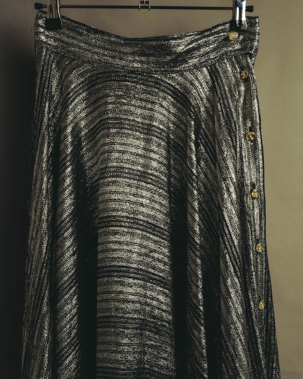 "ENRICO COVERI" 80's-90's Metallic flared maxi skirt