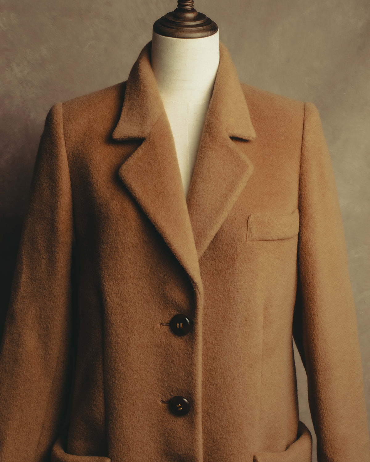 "VALENTINO MISS V" 80's-90's Camel hair single-breasted coat