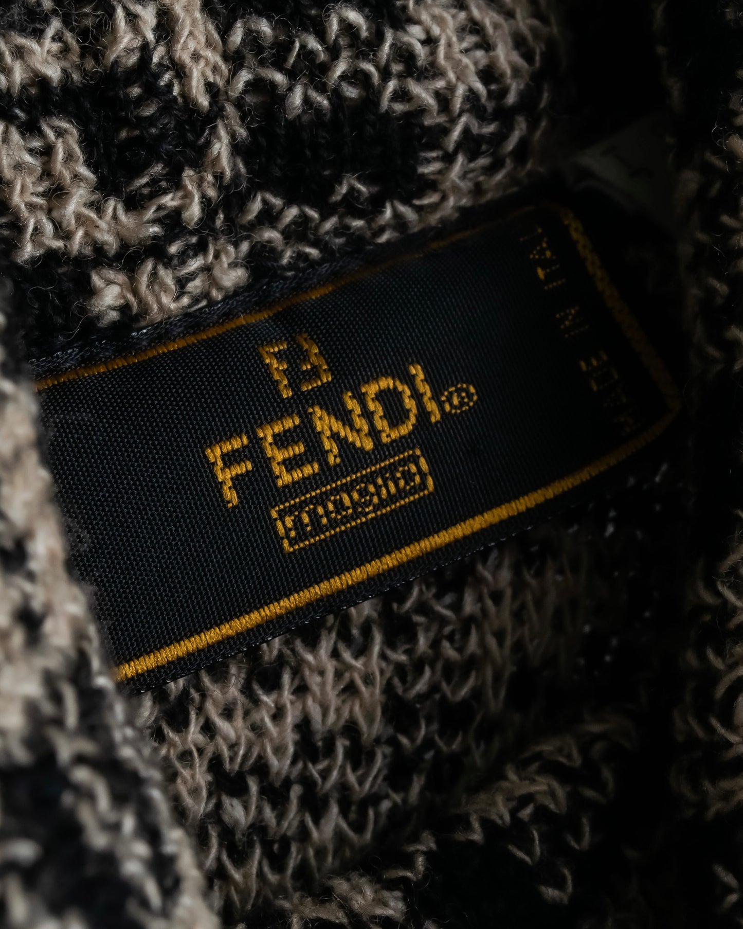 "FENDI" Houndstooth & zigzag pattern turtleneck tunic pullover