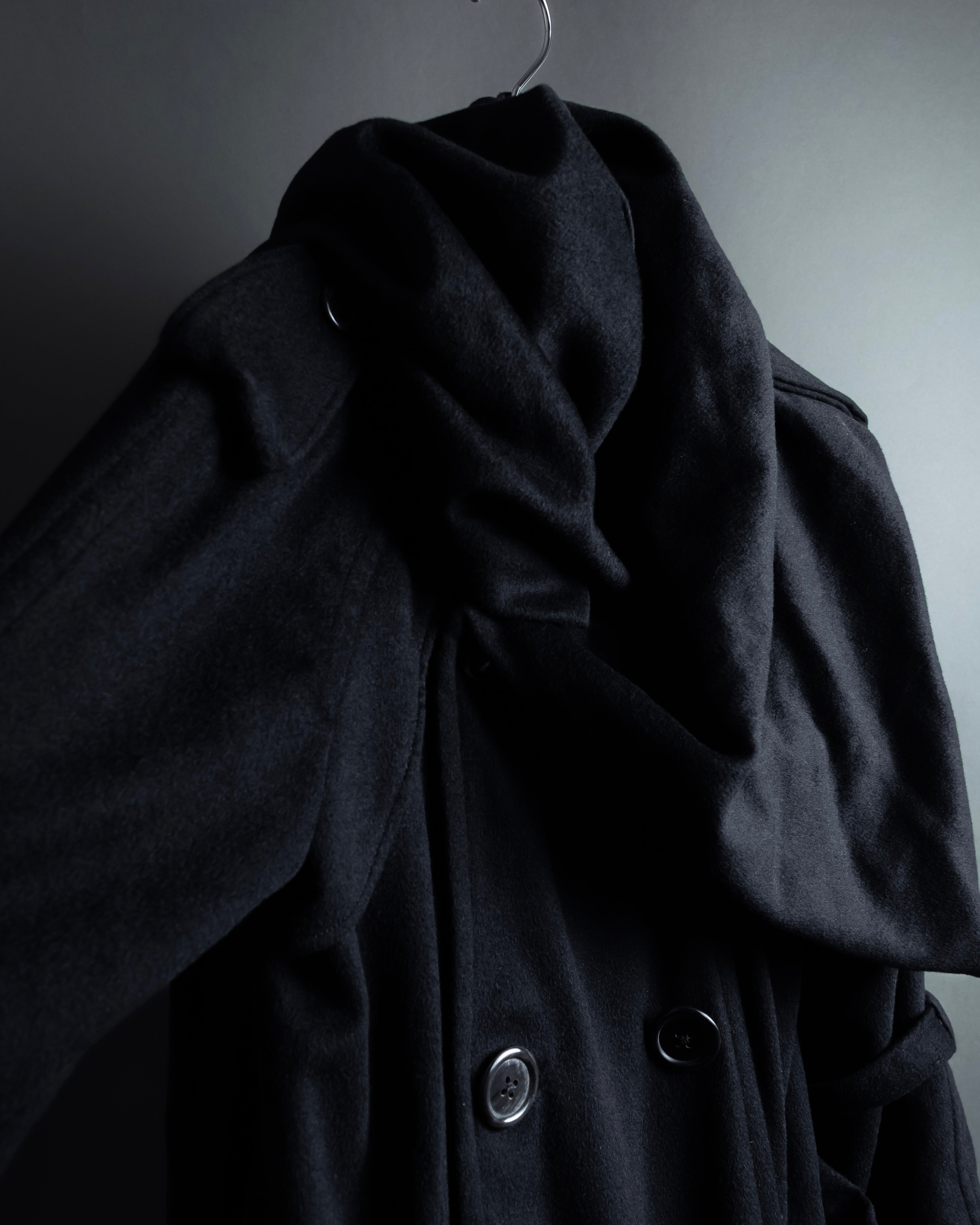 "TORUICHOU" Muffler-style collar military detail coat