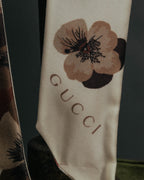 "GUCCI" 00's-10's Floral and striped silk neck bow scarf