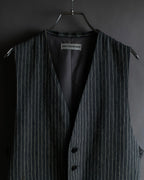 "ISSEY MIYAKE MEN" Random stripe pattern V-neck vest