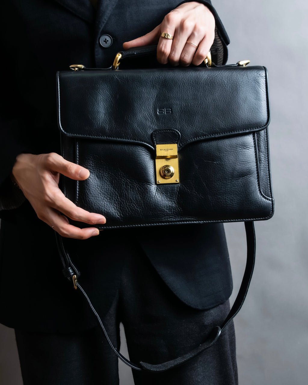 "BALENCIAGA" Horizontal design leather 2way bag