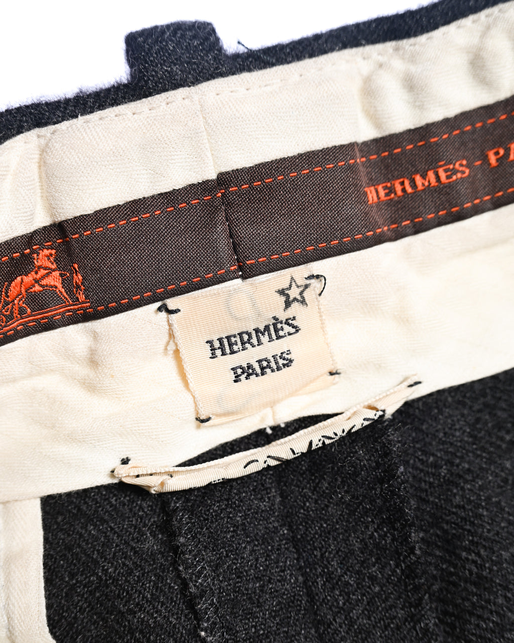 HERMES/ Straight Silhouette Wool Tuck Trousers