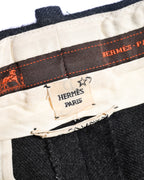 HERMES/ Straight Silhouette Wool Tuck Trousers