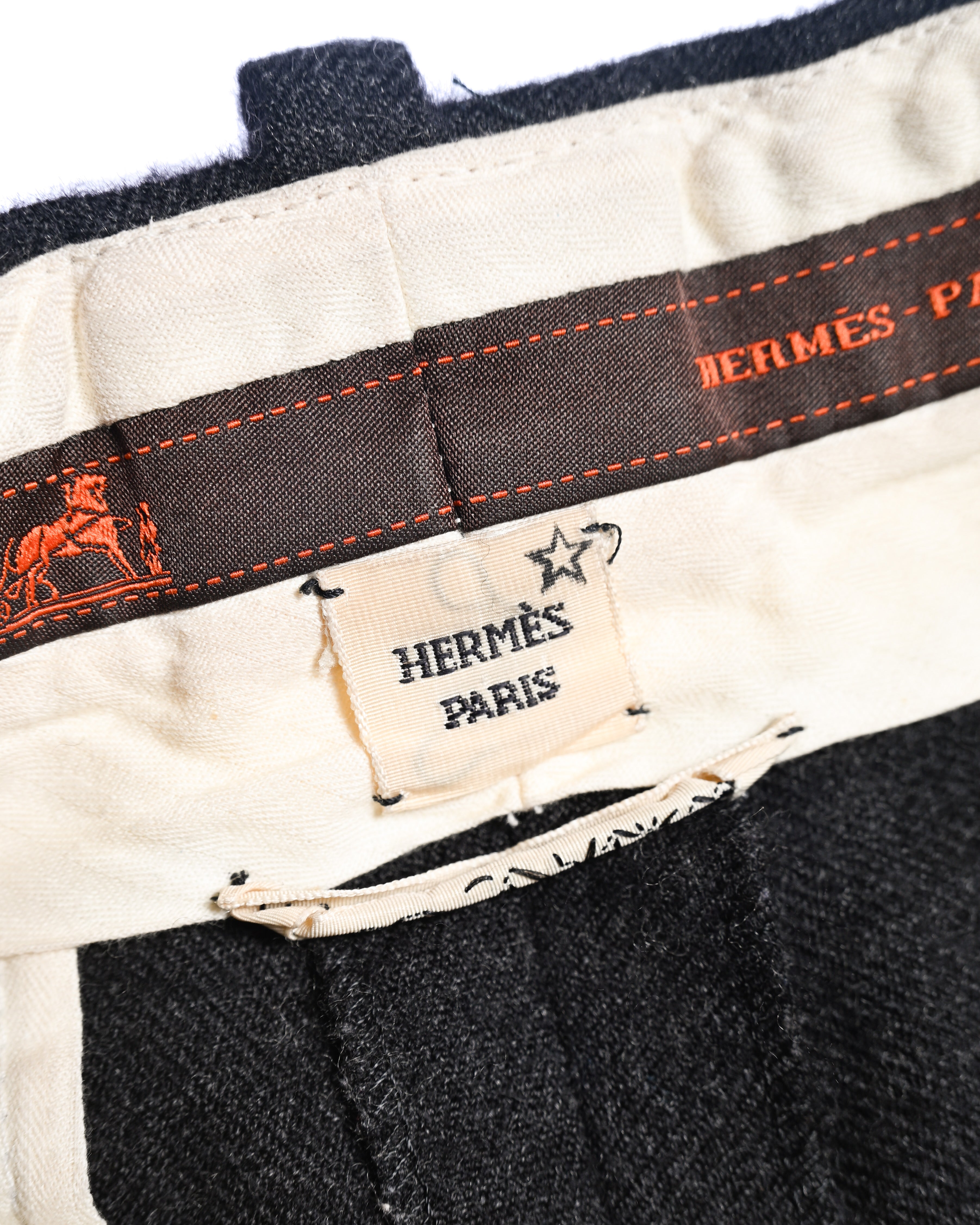 HERMES/ Straight Silhouette Wool Tuck Trousers