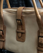 “LOEWE” Leather belted design bicolor handbag