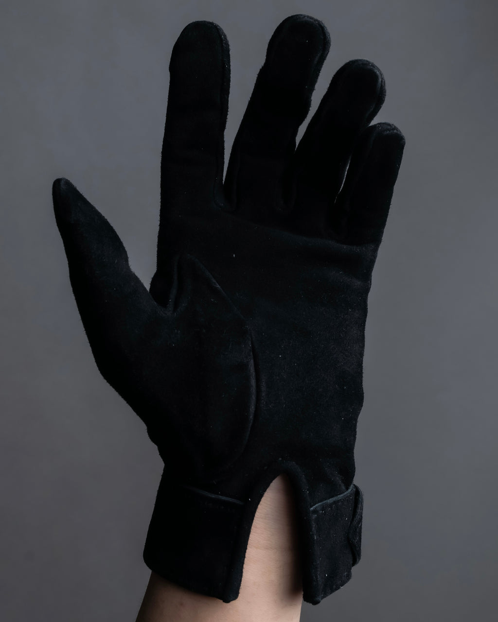 "HERMES" Silver buckle design suede leather gloves