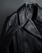 "COACH" Double-breasted panel work design leather coat