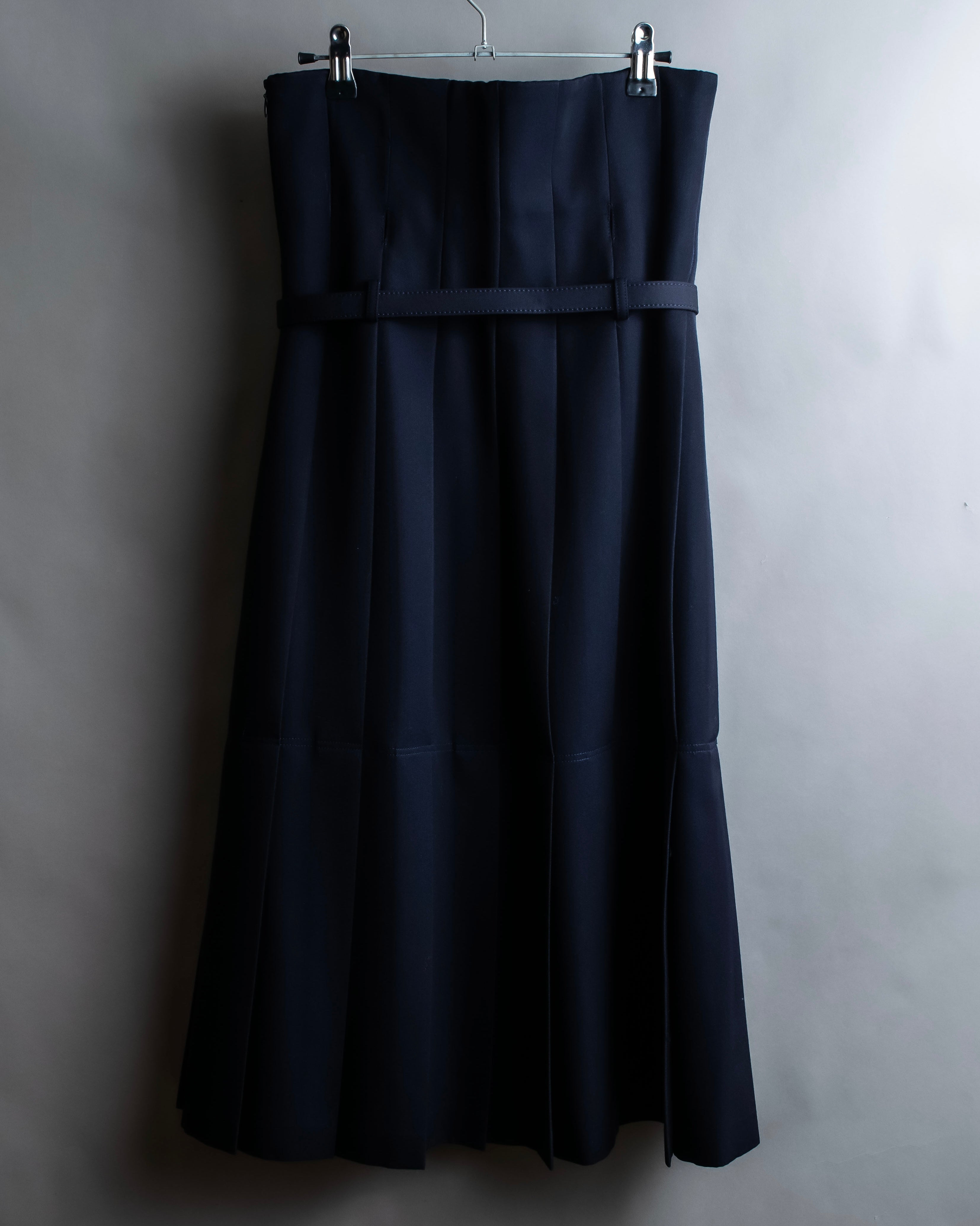 "COMME des GARCONS" Box pleated belted corset skirt