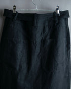 "HERMES" Belted button design linen skirt