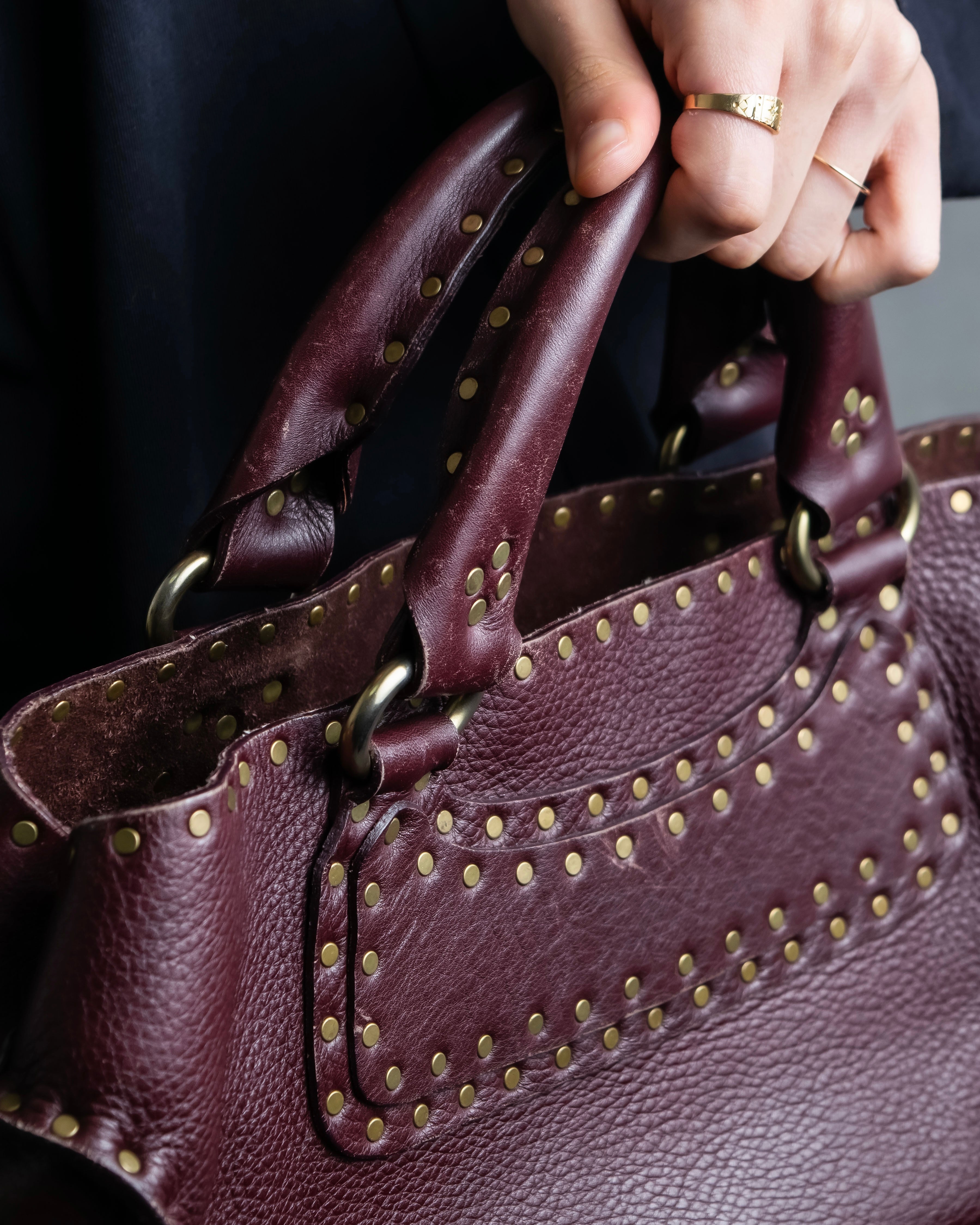 "CELINE" Stud design bordeaux color boogie bag