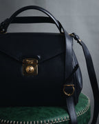 "Salvatore Ferragamo" Structured top-handle leather satchel bag
