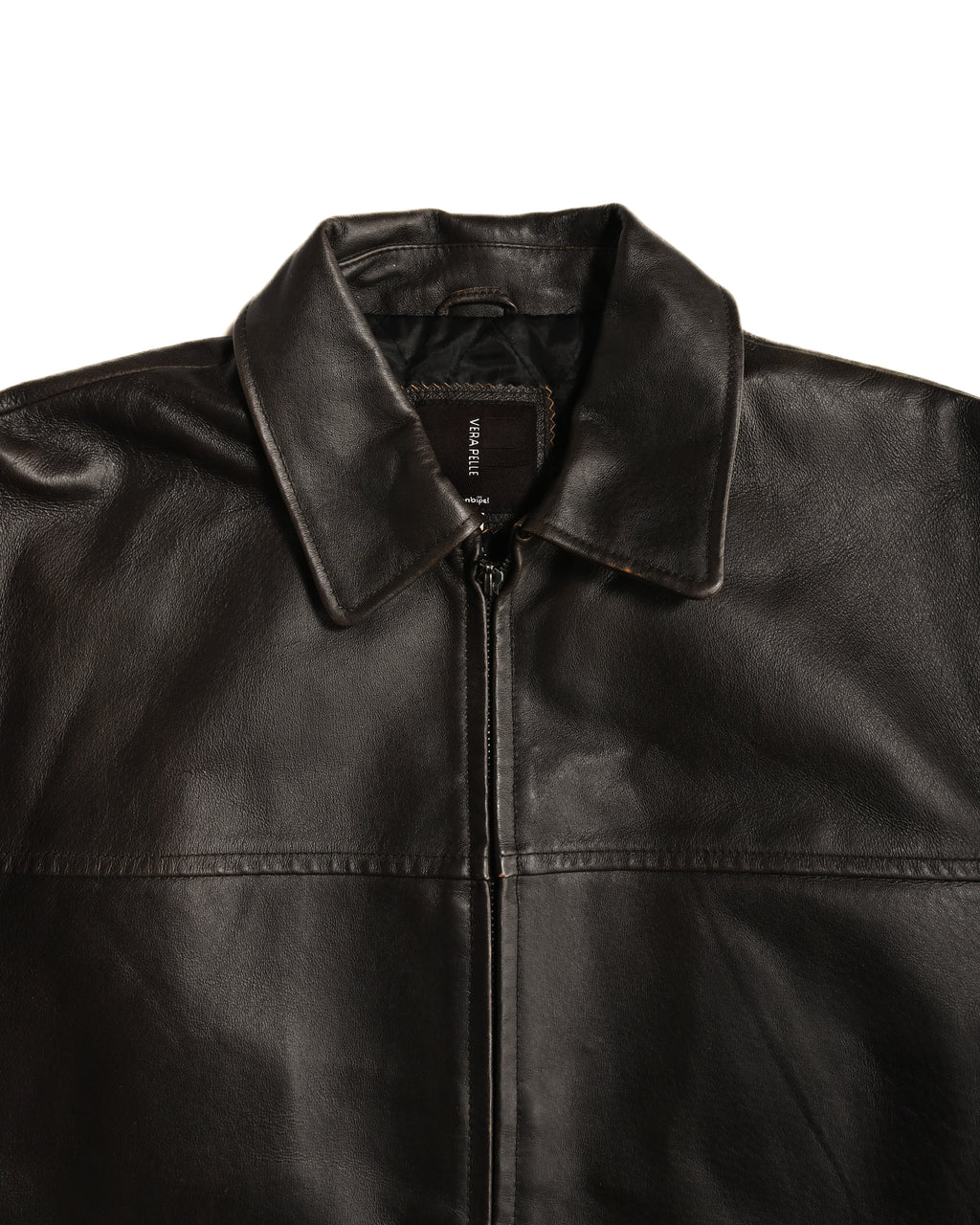 VINTAGE / Architectural Leather Jacket Dark Brown