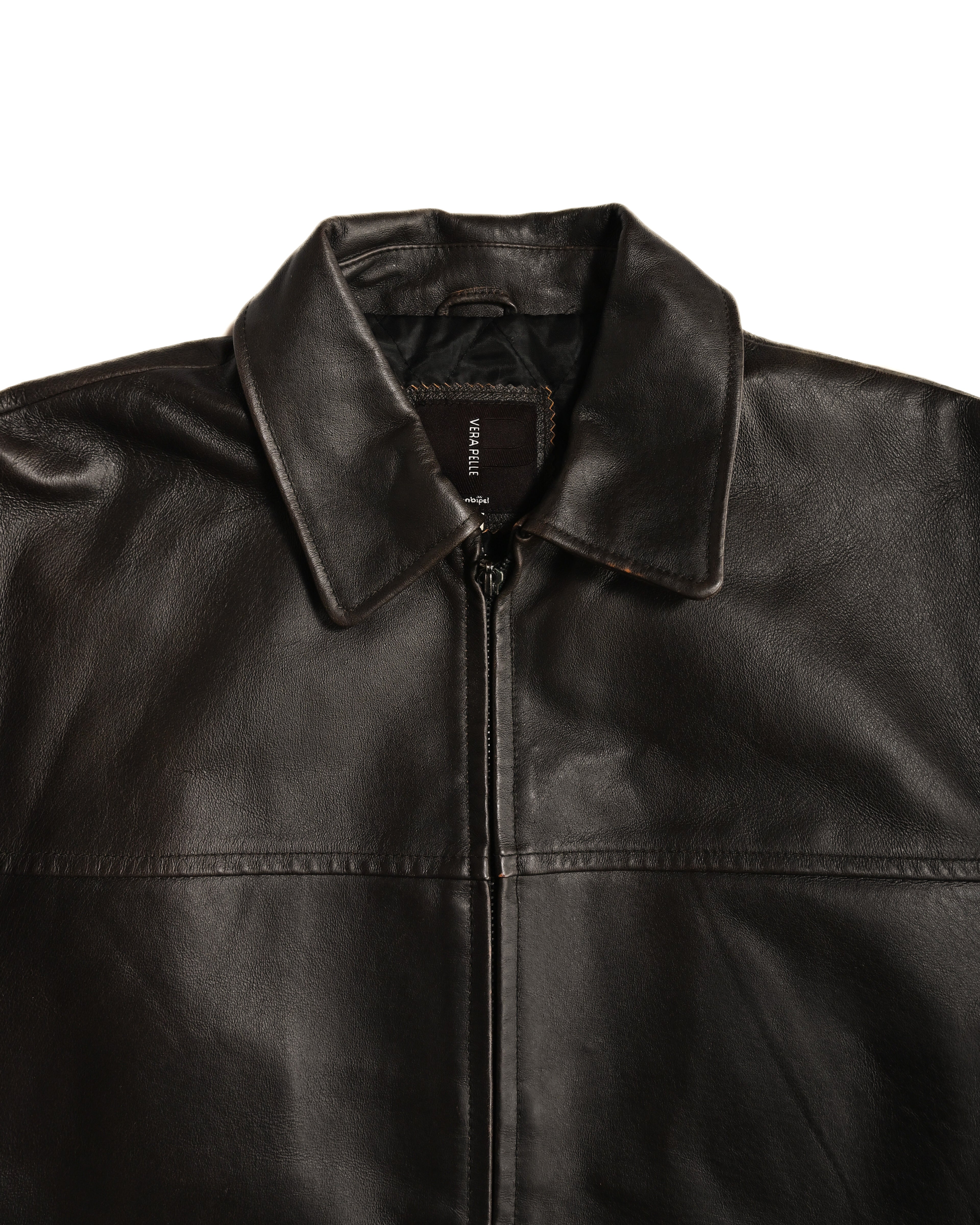 VINTAGE / Architectural Leather Jacket Dark Brown