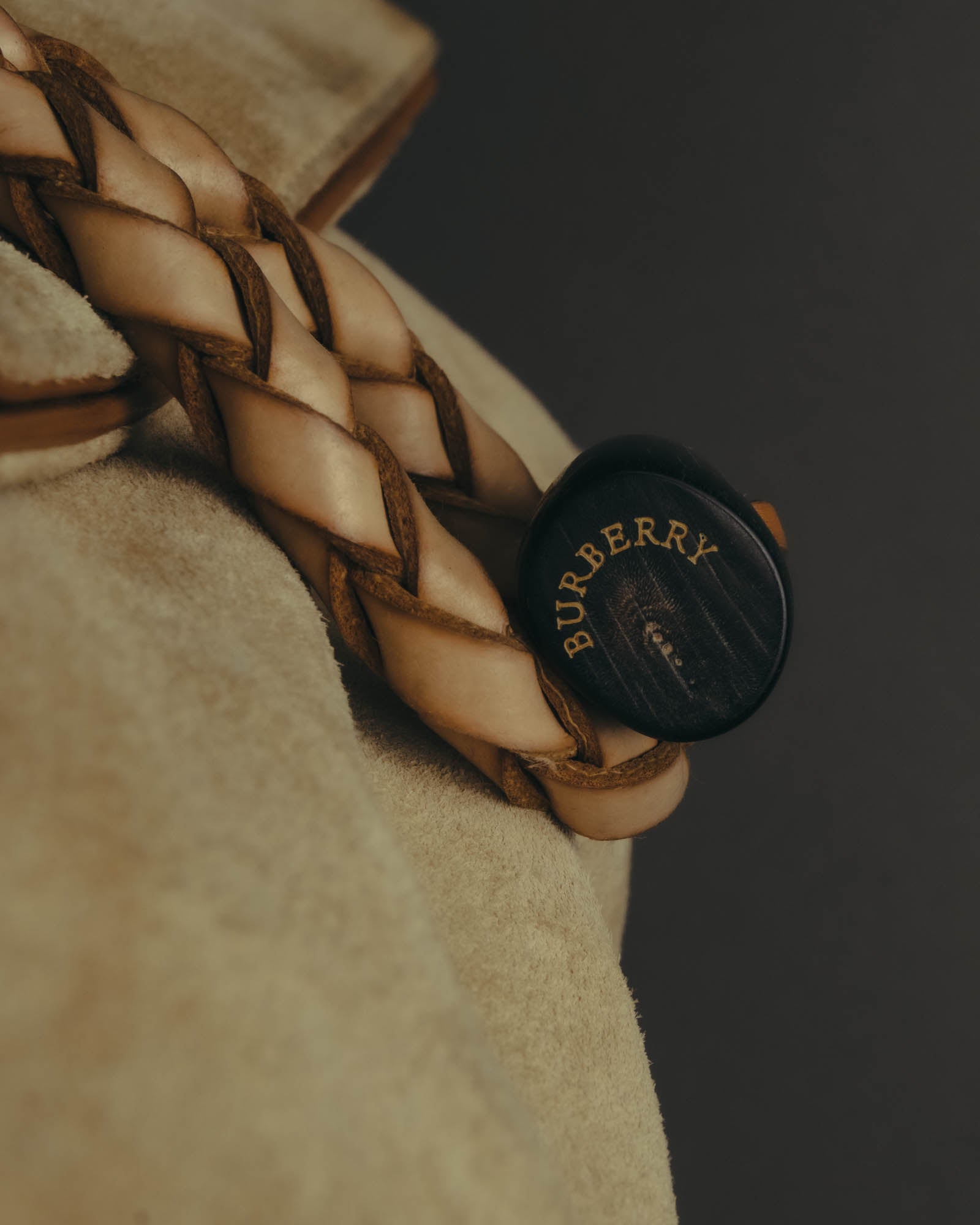 “Burberry” 00’s Braided leather handle suede shoulder bag