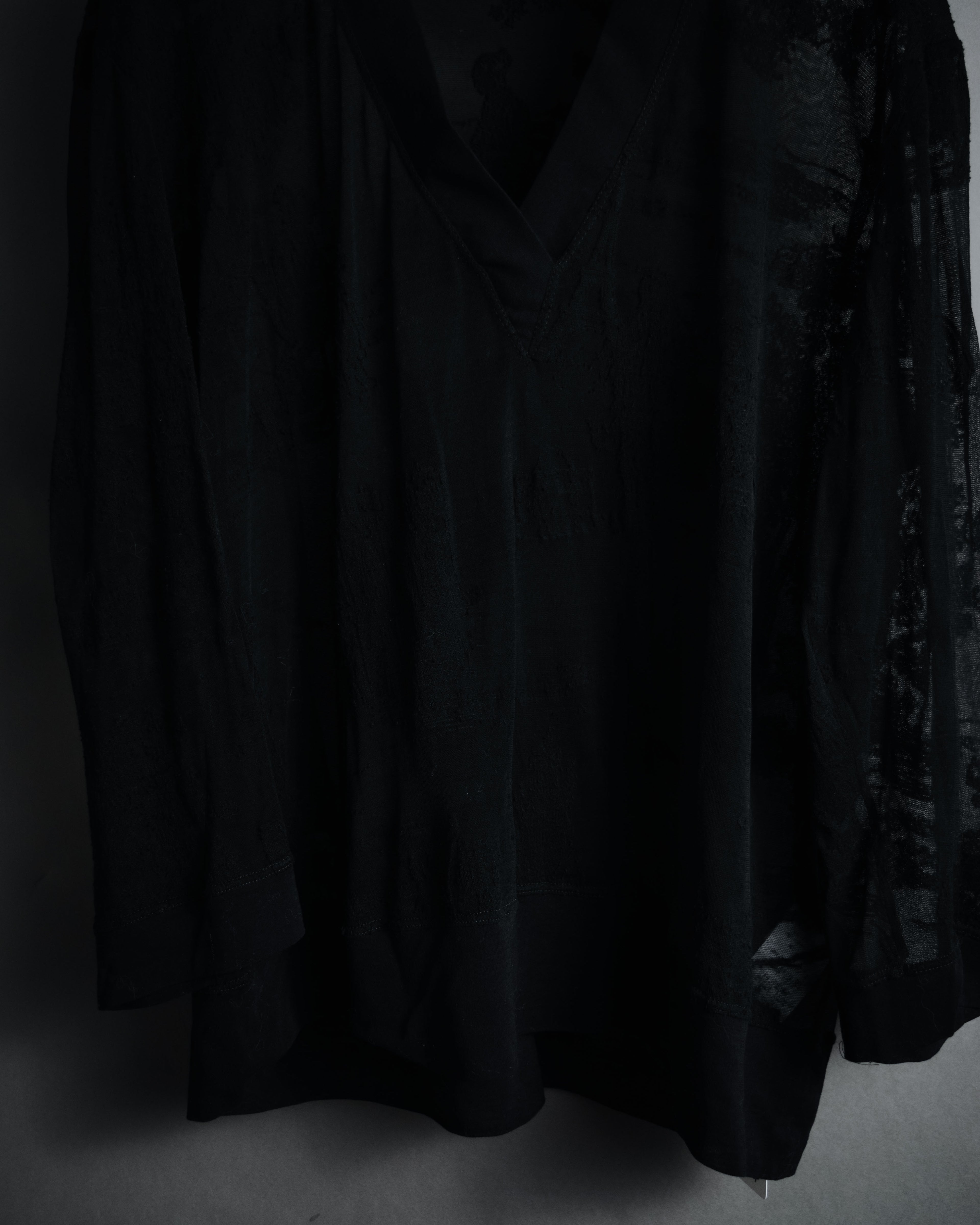 –SPECIAL– "HERMES" 00’s Sheer botanical lace cotton pullover