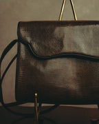 “YVES SAINT LAURENT” 80’s-90’s Sculpted flap lizard leather shoulder bag