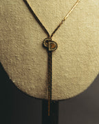 "Christian Dior" 80's-90's Gold tone rhinestone cd lariat necklace