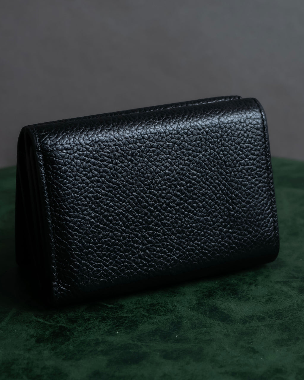 "BALENCIAGA" Logo engraved compact leather tri-fold wallet