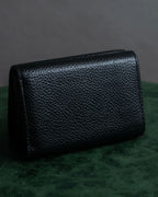 "BALENCIAGA" Logo engraved compact leather tri-fold wallet